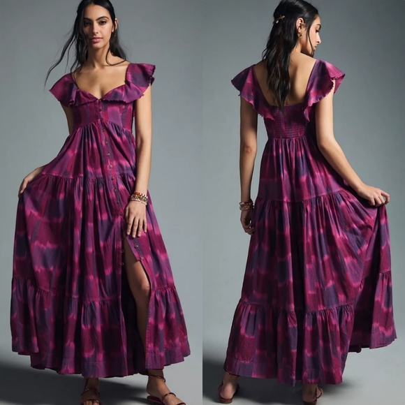 Anthropologie Dresses & Skirts - Pilcro Dyed Flutter-Sleeve Maxi Dress